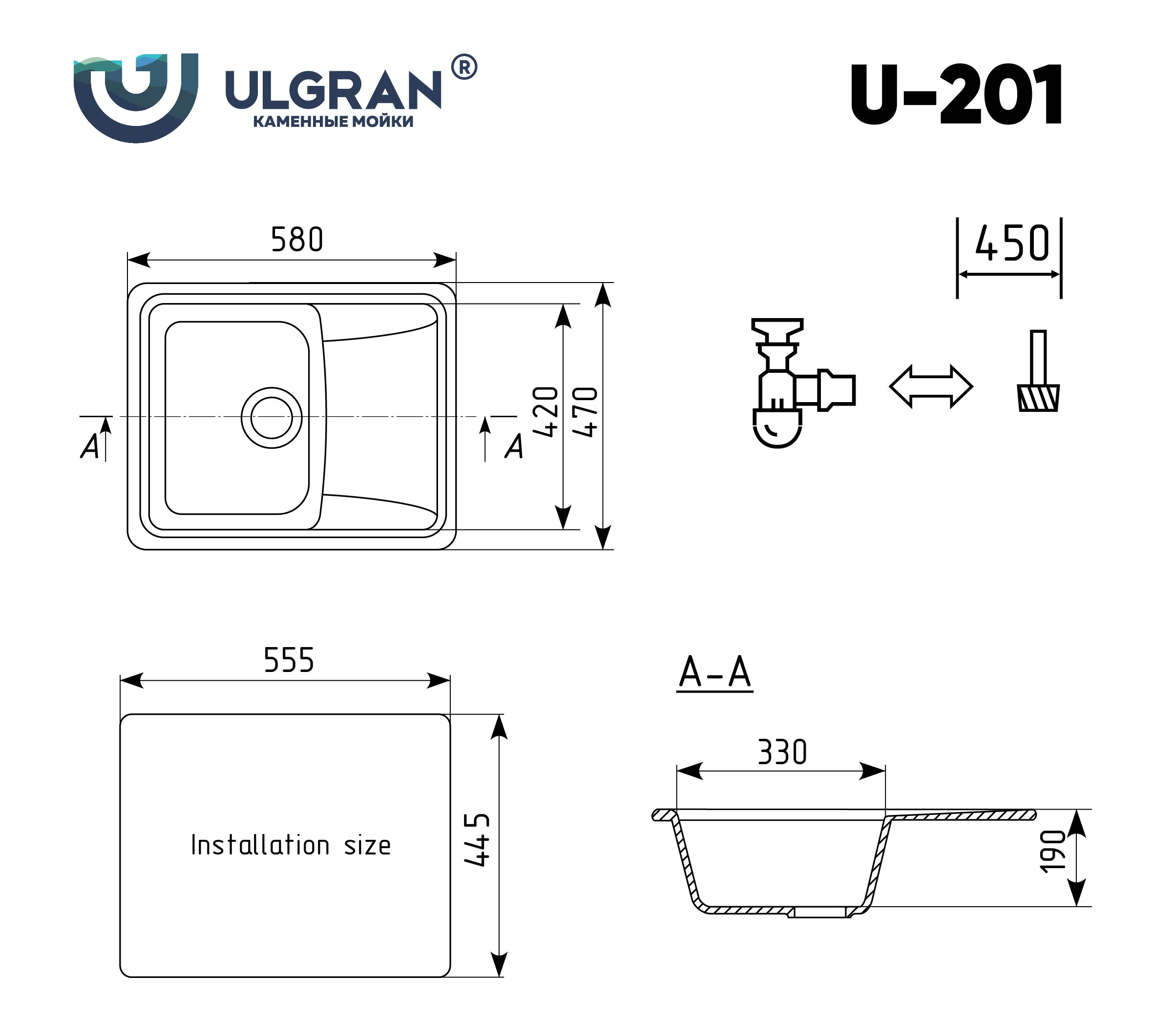 Мойка Ulgran U-201-342 графит